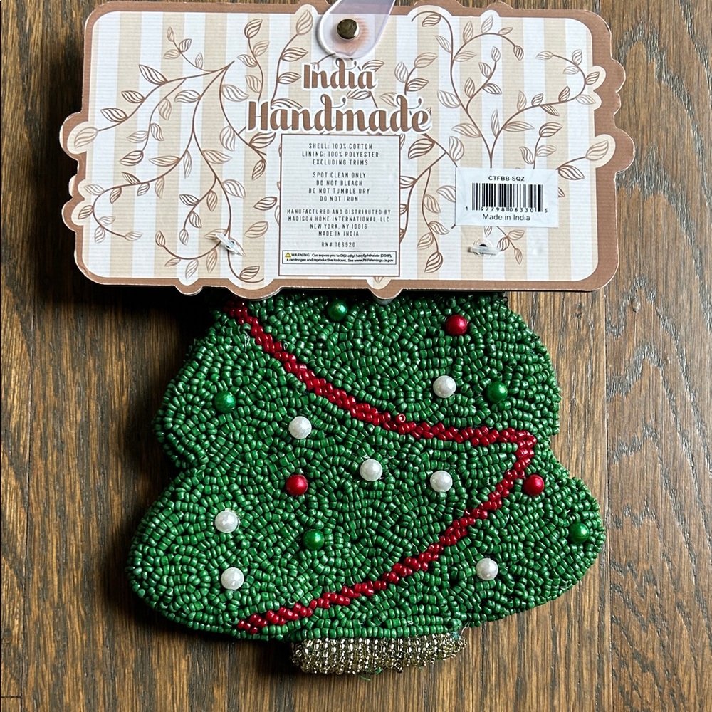 Beaded Christmas Tree Coin Purse - Picture 2 of 5